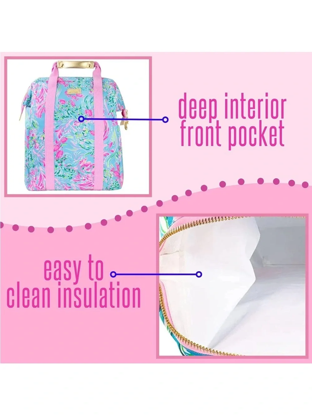 Lilly Pulitzer | Backpack Beach Cooler Pool Best Fishies Shoulder Strap Pink